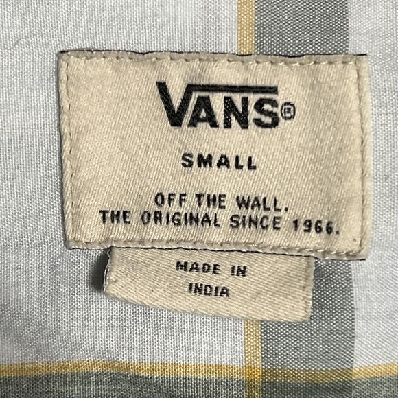 VANS Off The Wall Shirt Mens S Plaid Button Up Blue Pockets Skateboarding - Picture 4 of 17